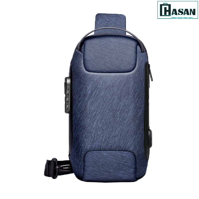 Túi đeo chéo WEIXIER phong cách thể thao, khóa mật mã kèm cáp sạc ẩn cao cấp