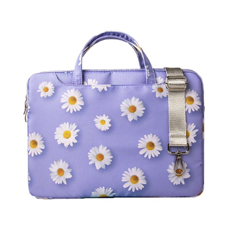 Túi xách chống sốc Laptop, Macbook dành cho nữ họa tiết hoa cúc quai đeo kèm quai xách