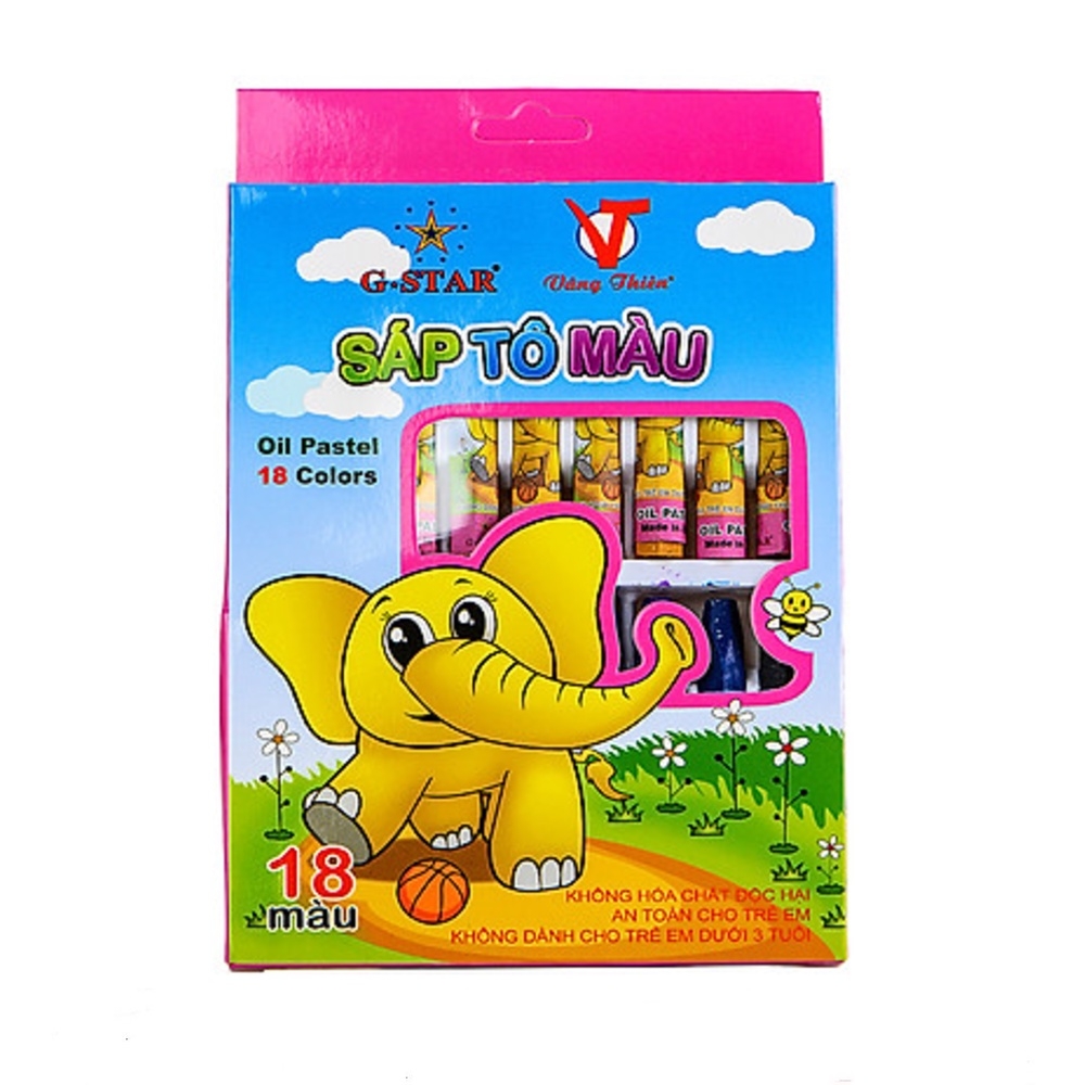 G-Star Sáp Dầu Con Voi Hộp Giấy 18 Màu (10 Hộp/Lốc; 80 Hộp/ Thùng)