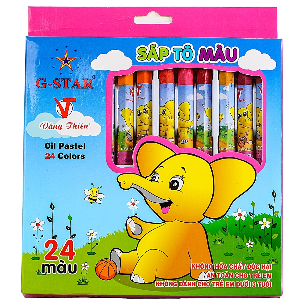 G-Star Sáp Dầu Con Voi Hộp Giấy 24 Màu (10 Hộp/Lốc; 80 Hộp/ Thùng)
