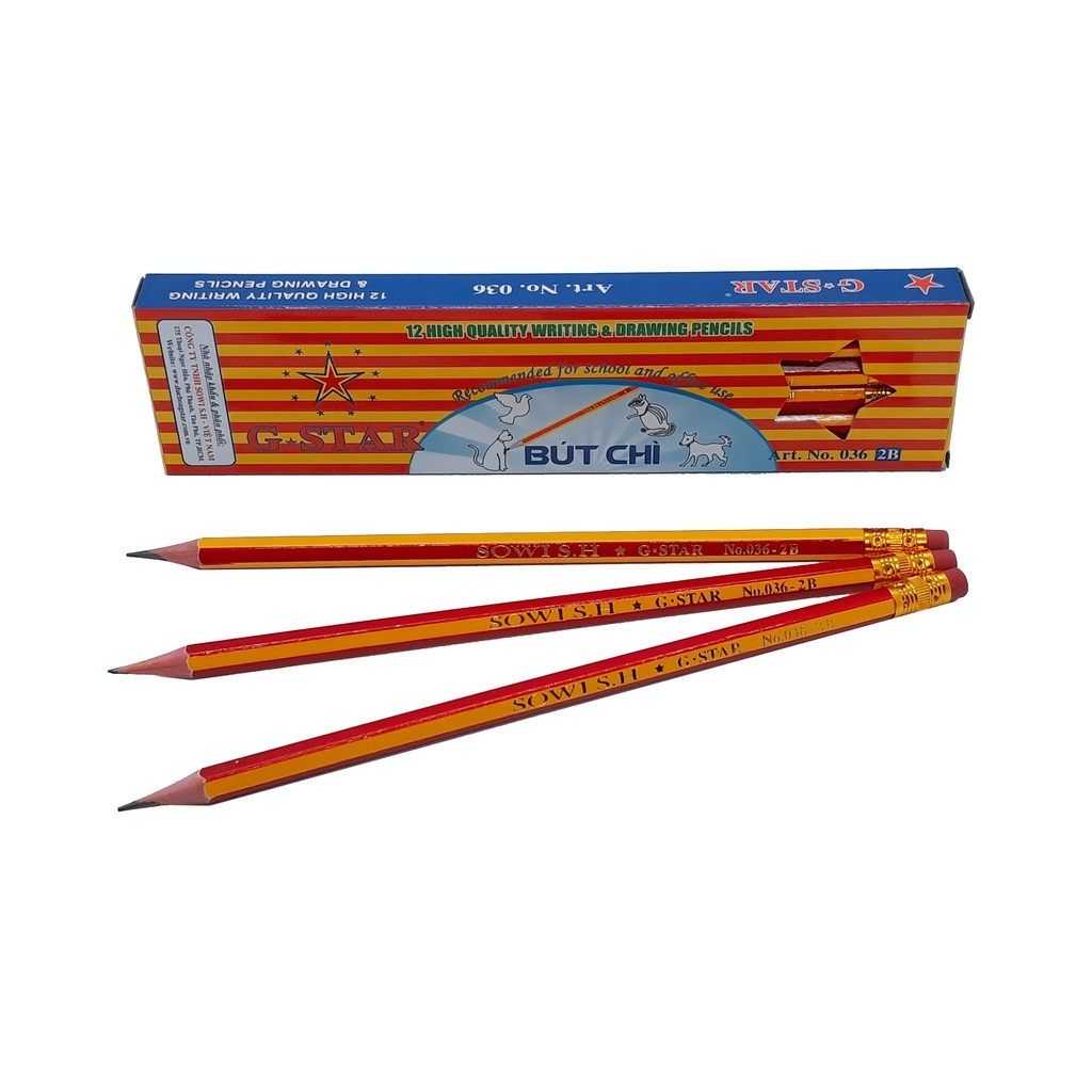 G-Star Bút Chì Gỗ 2B - 036 (12 Cây/ Hộp; 12 Hộp/ Lốc; 20 Lốc/ Thùng)