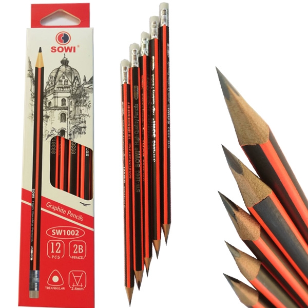 G-Star Bút Chì Đen SW1002 2B Kèm Chuốt (12 Cây/ Hộp; 12 Hộp/ Lốc; 20 Lốc/ Thùng)