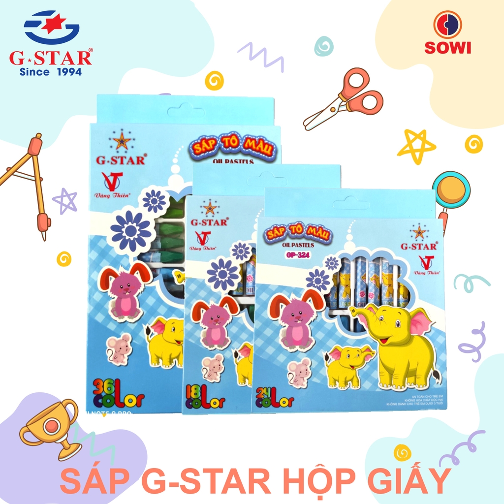 G-Star Sáp Dầu Con Voi Hộp Giấy 24 Màu (10 Hộp/Lốc; 80 Hộp/ Thùng)