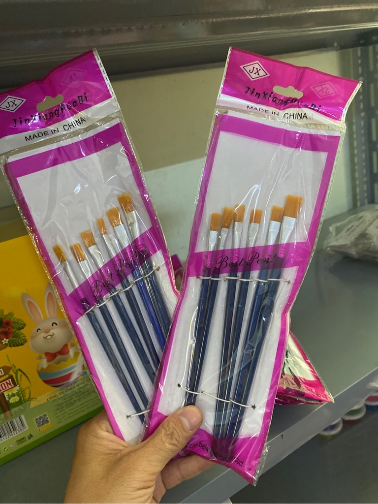 . Cọ Vẽ 6 Cây DẸP và NHỌN JX (6 Cây/Vĩ ; 600 Vĩ/Thùng)