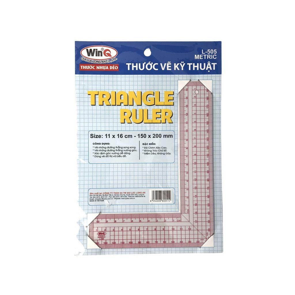 WinQ Thước Dẻo Vuông Góc Metric L505 (10 Cây/ Hộp; 5 Hộp/ Lốc)