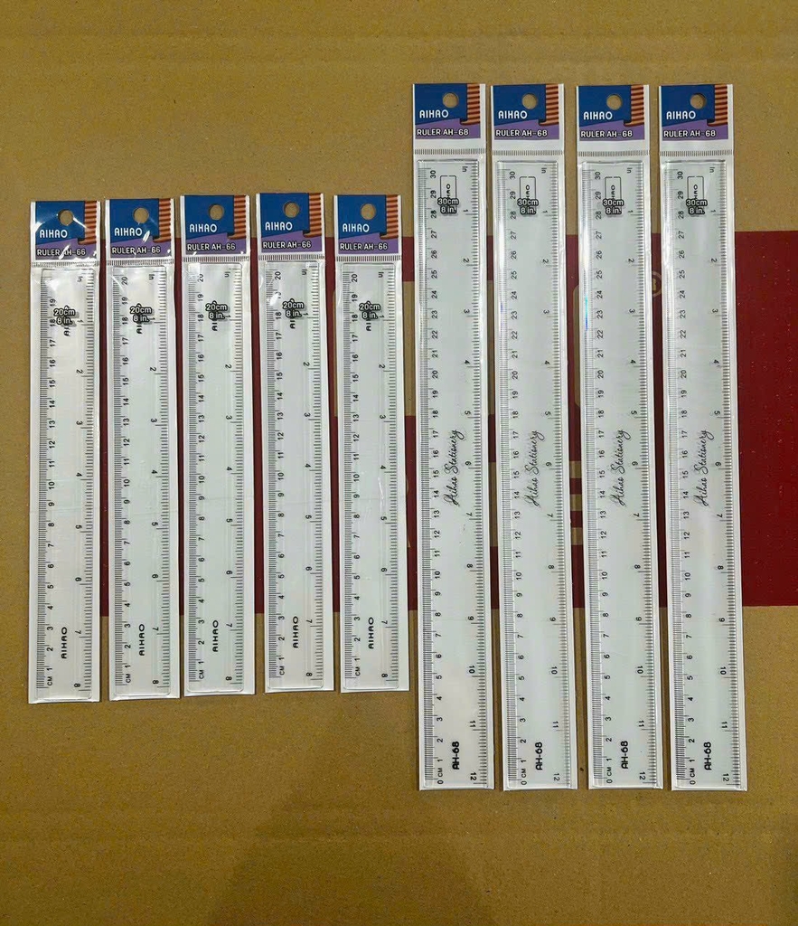 . Thước Nhựa Cứng Aihao AH66 AH68 (48 Cây/ Hộp; 30 Hộp/Thùng)