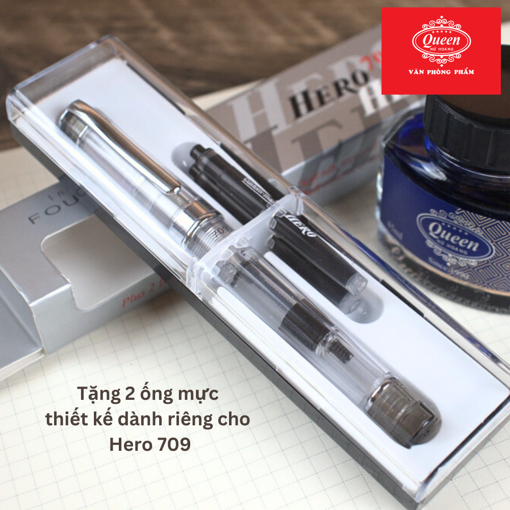 Queen - Bút Máy Hero 709 (Tím, Xanh, Đen) (12 Cây/Lốc; 12 Lốc/Thùng)