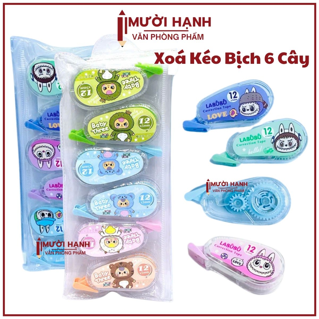 Xóa Kéo Bịch 6 Cây 955 (6 Cây/ Bịch; 18 Bịch/ Lốc; 24 Lốc/ Thùng; 432 Bịch/ Thùng)