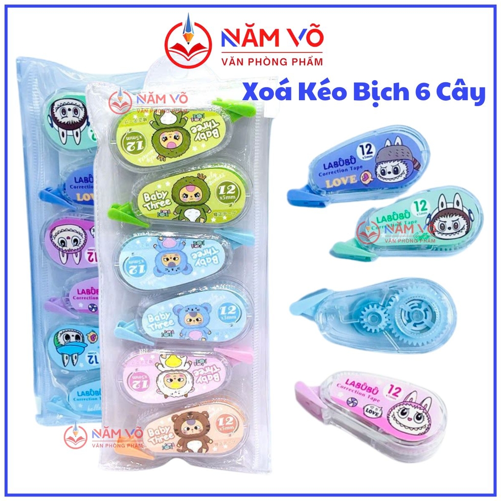 Xóa Kéo Bịch 6 Cây 955 (6 Cây/ Bịch; 18 Bịch/ Lốc; 24 Lốc/ Thùng; 432 Bịch/ Thùng)