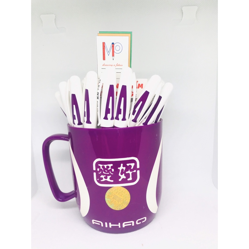 Bút Gel Nước Chữ AAA 0.5mm Aihao AH-801A (Xanh, Tím, Đỏ, Đen) (48 Cây/Cốc)