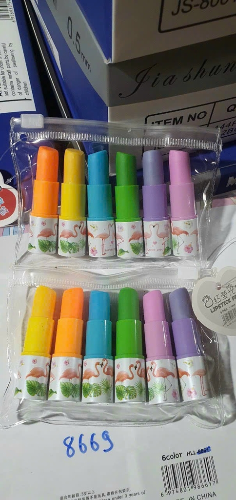 Dạ Quang Hình Thỏi Son DL-8669 (6 Cây/ Bịch) (36 Bịch/ Hộp) (16 Hộp/ Thùng)