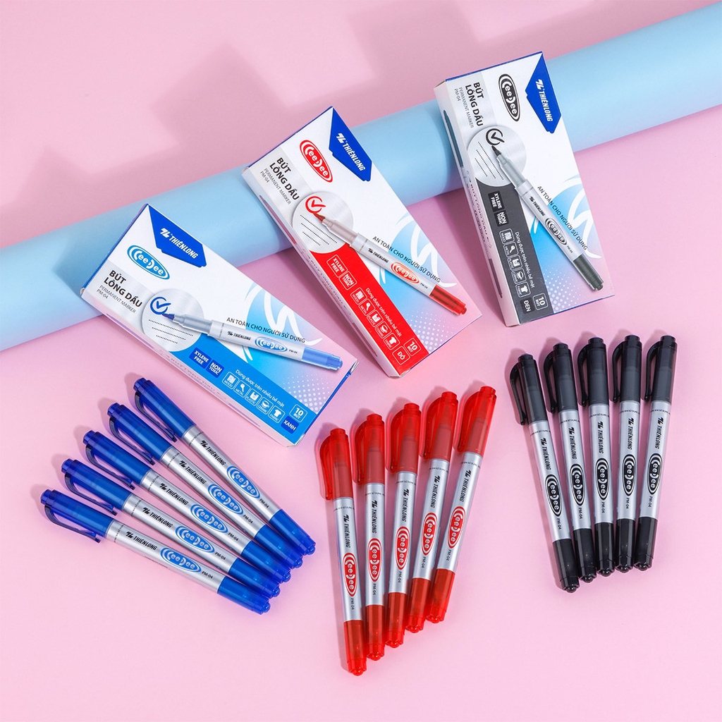 . TL - Bút Lông Dầu Nhỏ PM04 (Xanh, Đỏ, Đen) (10 Cây/Hộp)