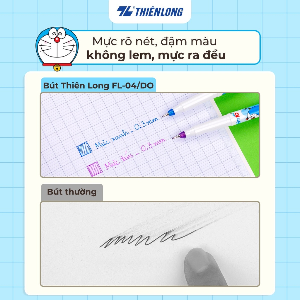 TL - Bút Lông Kim Doreamon FL04/DO (Xanh, Tím, Đỏ, Đen) (10 cây/Hộp)