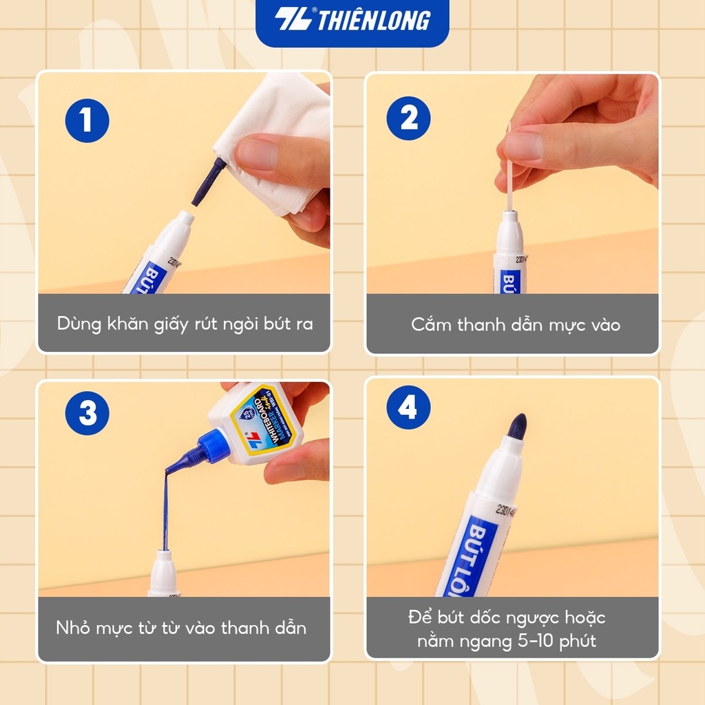 TL - Mực Bút Lông Bảng WBI-01 (Xanh, Đỏ, Đen) (6 chai/Lốc)