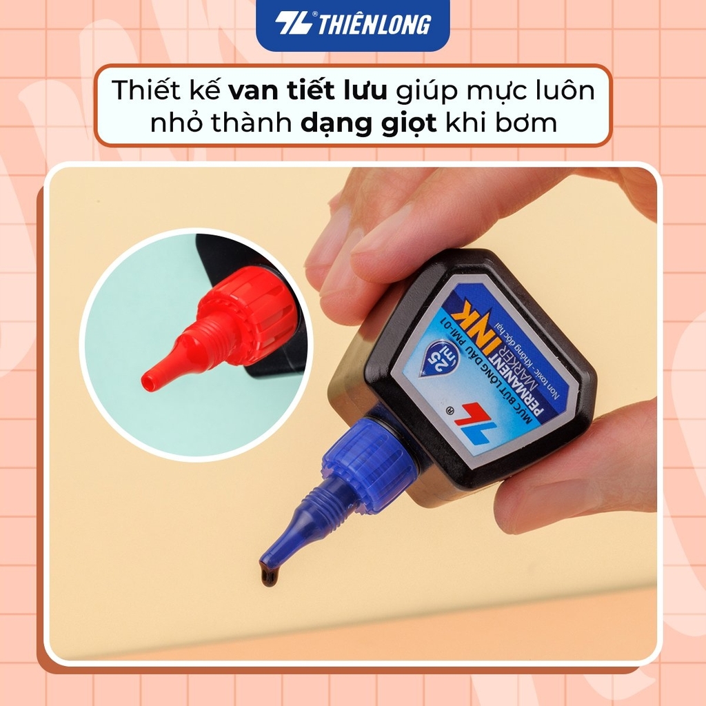 TL - Mực Bút Lông Dầu PMI-01 (Xanh, Đỏ, Đen) (6 chai/Lốc)