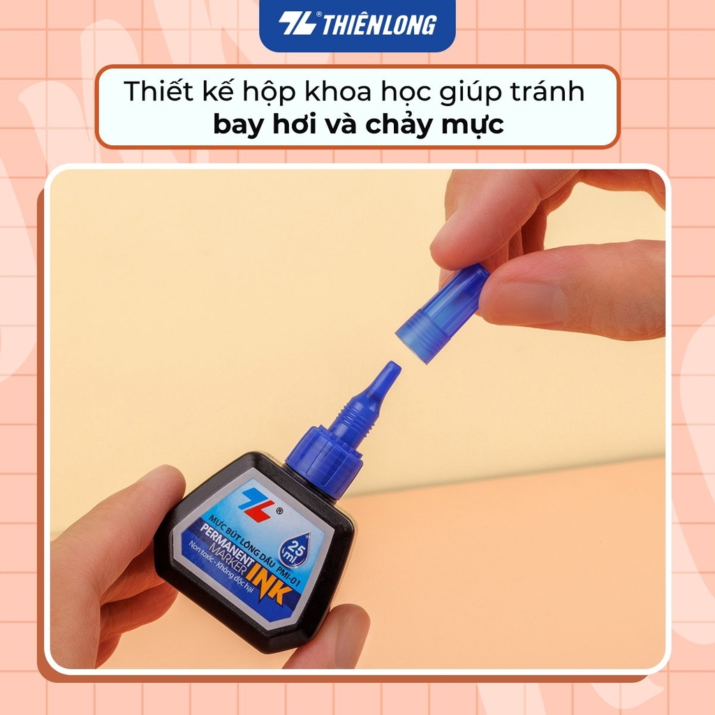 TL - Mực Bút Lông Dầu PMI-01 (Xanh, Đỏ, Đen) (6 chai/Lốc)