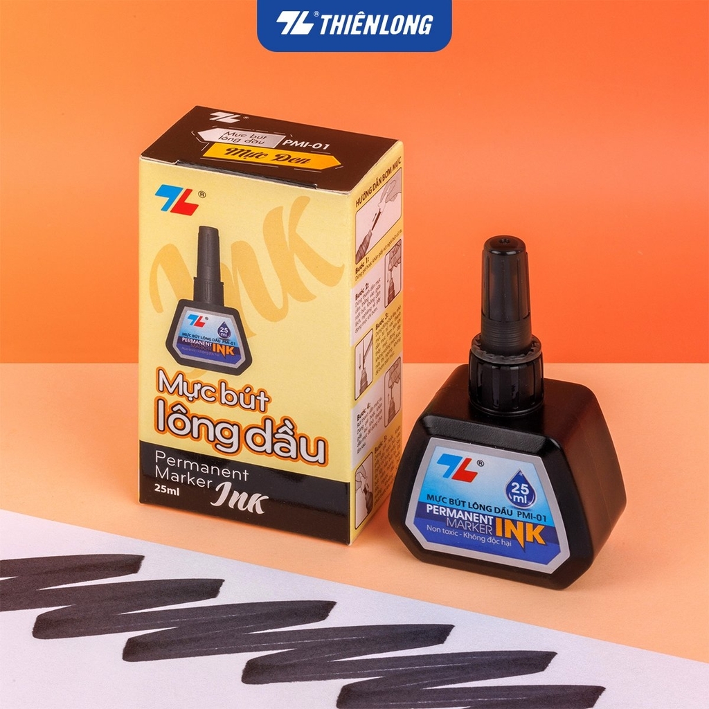 TL - Mực Bút Lông Dầu PMI-01 (Xanh, Đỏ, Đen) (6 chai/Lốc)