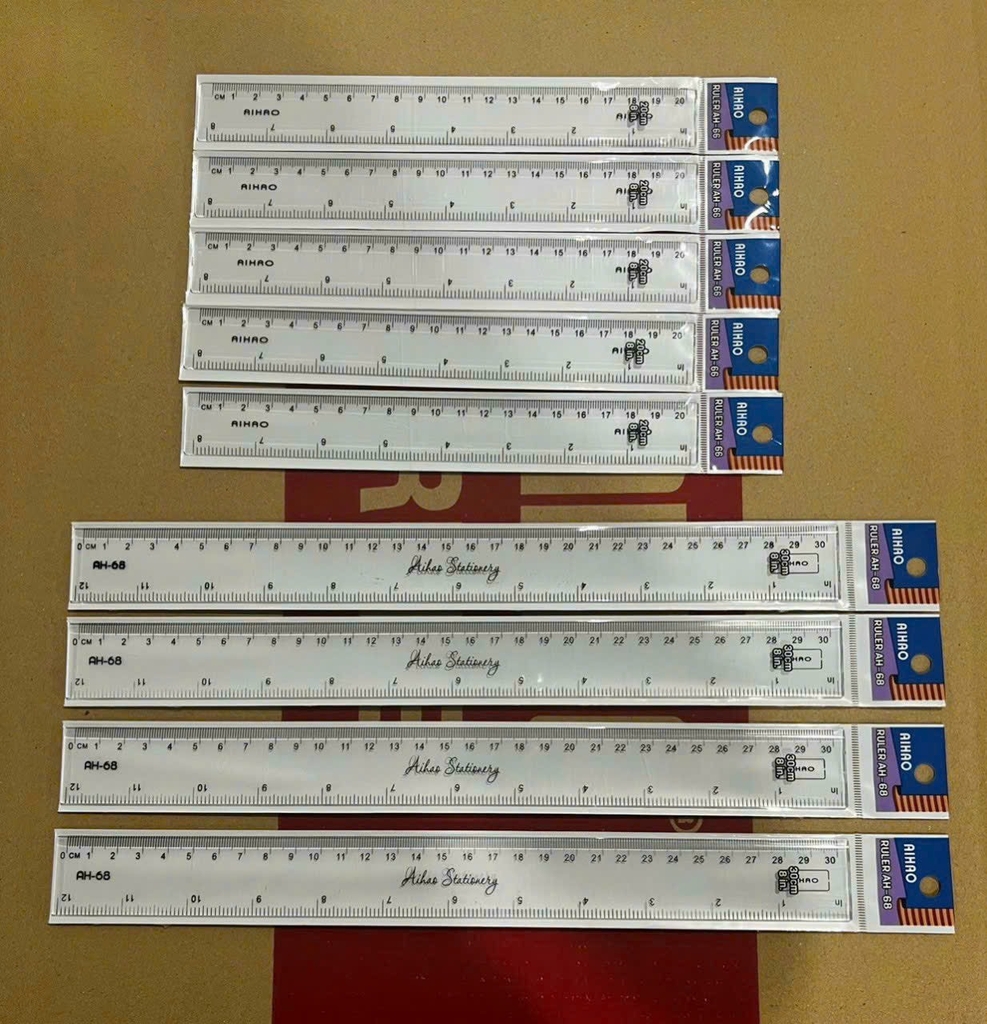 . Thước Nhựa Cứng Aihao AH66 AH68 (48 Cây/ Hộp; 30 Hộp/Thùng)