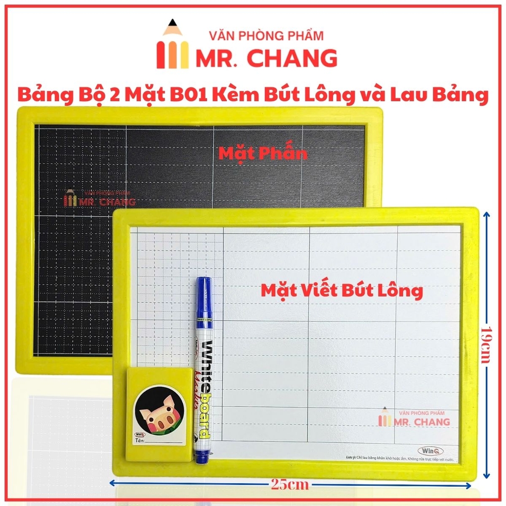 Win Q Bảng Bộ 2 Mặt B01 (1 MẶT PHẤN + MẶT LÔNG) (10 Cái/ Lốc; 80 Cái/ Thùng)
