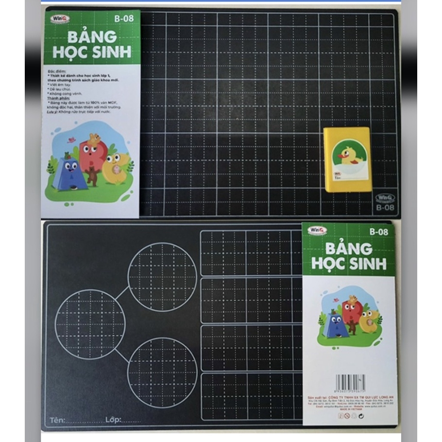 Win Q Bảng Đen Khổ A4 B08 3 Vòng Tròn 2 MẶT PHẤN (4 Ô + 5 Ô) (10 Cái/ Lốc; 100 Cái/ Thùng)
