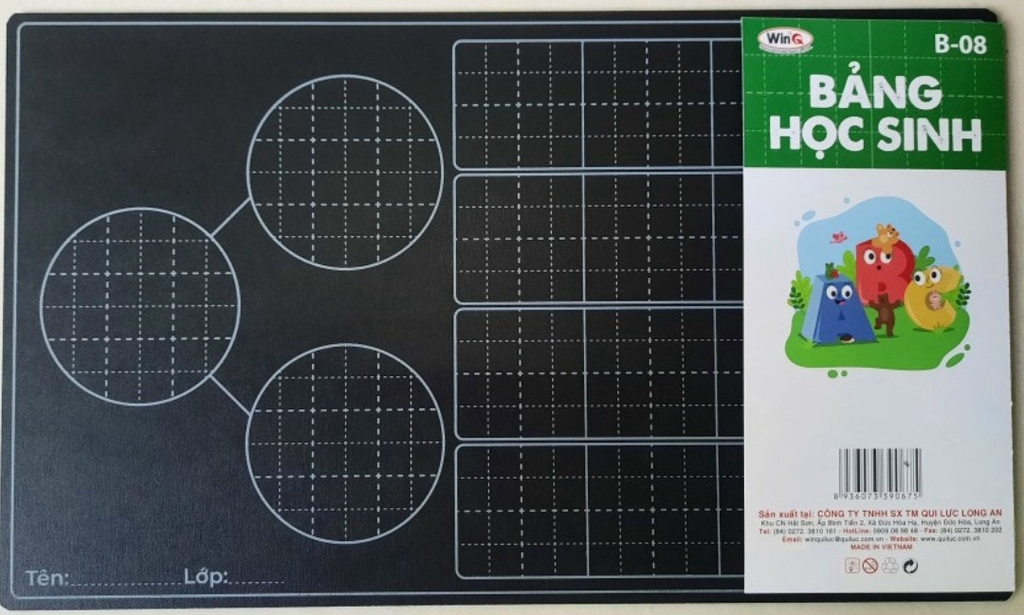 Win Q Bảng Đen Khổ A4 B08 3 Vòng Tròn 2 MẶT PHẤN (4 Ô + 5 Ô) (10 Cái/ Lốc; 100 Cái/ Thùng)