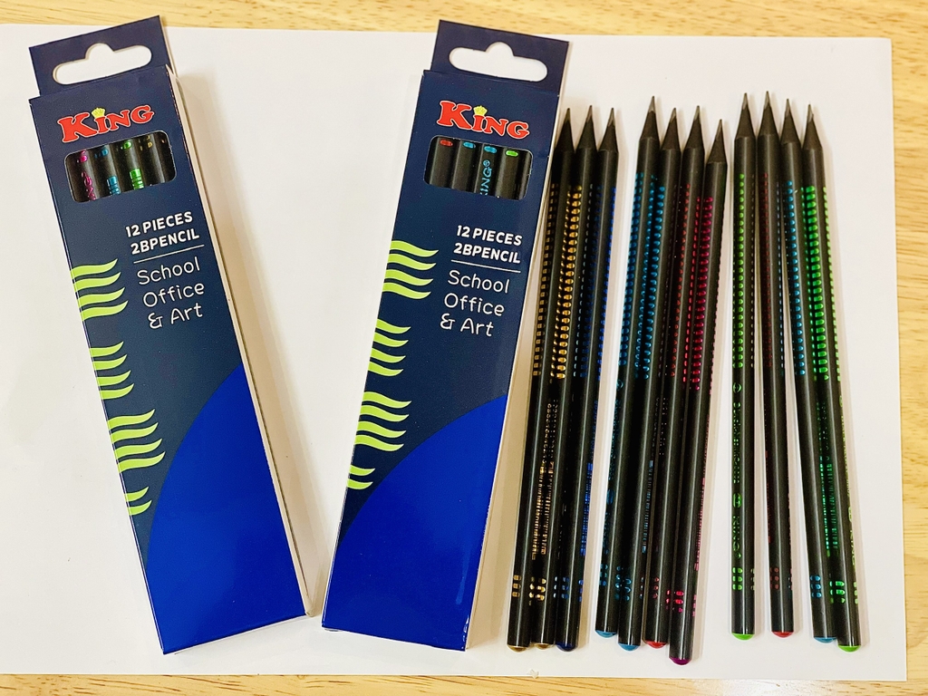 . Bút Chì 2B Dạ Quang Neon Black King KC-8802 (12 Cây/Hộp) (12 Hộp/Lốc) (20 Lốc/Thùng)