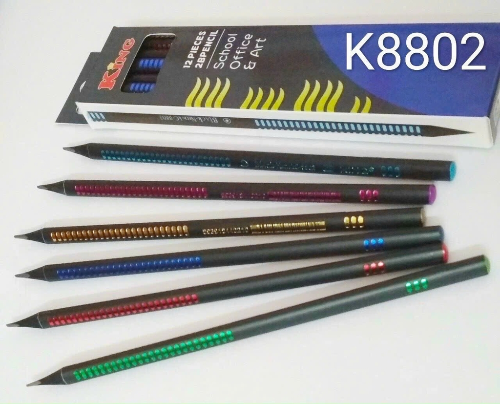 . Bút Chì 2B Dạ Quang Neon Black King KC-8802 (12 Cây/Hộp) (12 Hộp/Lốc) (20 Lốc/Thùng)