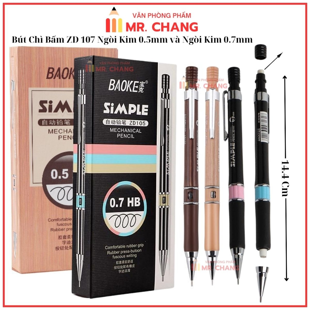 Bút Chì Bấm BaoKe 2B Ngòi 0.5mm 107 (12 Cây/Hộp) (12 Hộp/Lốc) (12 Lốc/Thùng)