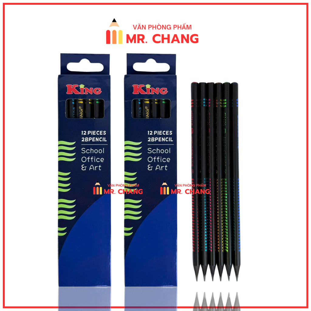 . Bút Chì 2B Dạ Quang Neon Black King KC-8802 (12 Cây/Hộp) (12 Hộp/Lốc) (20 Lốc/Thùng)