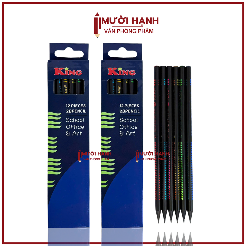 . Bút Chì 2B Dạ Quang Neon Black King KC-8802 (12 Cây/Hộp) (12 Hộp/Lốc) (20 Lốc/Thùng)