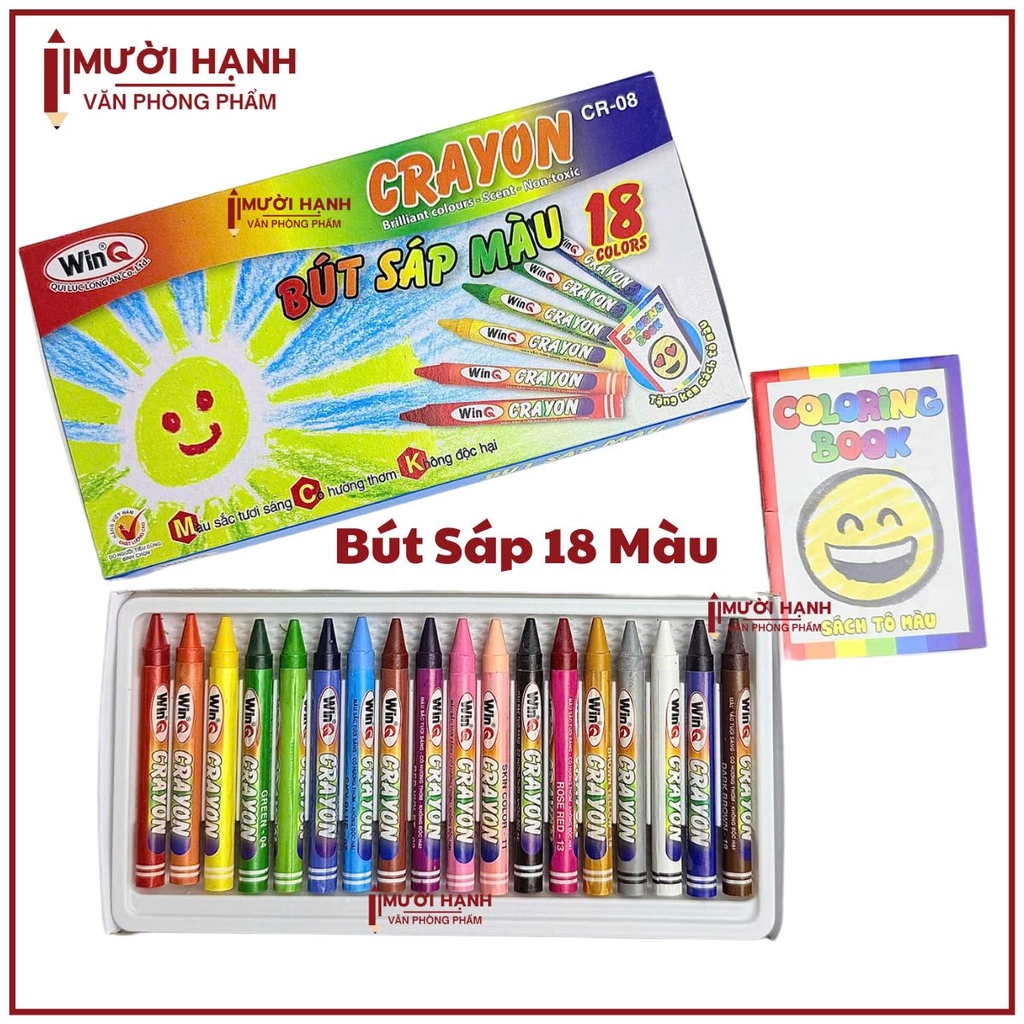Win Q Bút Sáp 18 Màu CR08 (10 Hộp/Lốc; 120 Hộp/ Thùng)