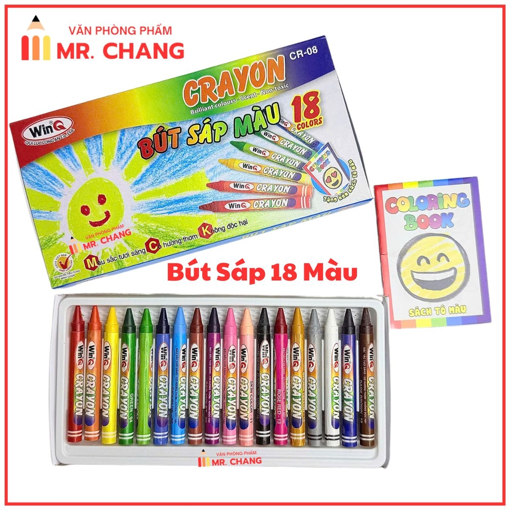 Win Q Bút Sáp 18 Màu CR08 (10 Hộp/Lốc; 120 Hộp/ Thùng)