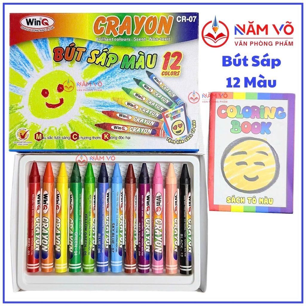 Win Q Bút Sáp Màu 12 Màu CR07 (10 Hộp/Lốc; 240 Hộp/ Thùng)