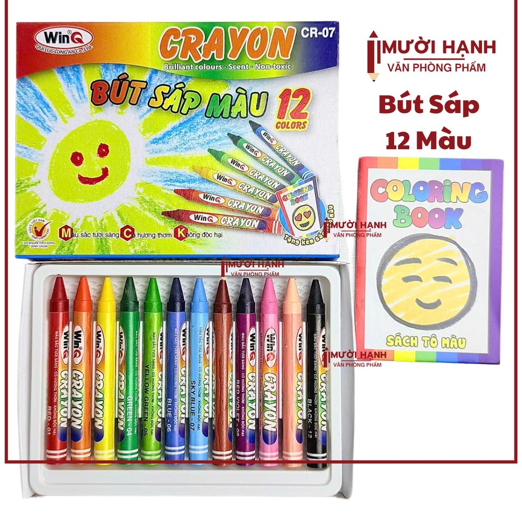 Win Q Bút Sáp Màu 12 Màu CR07 (10 Hộp/Lốc; 240 Hộp/ Thùng)