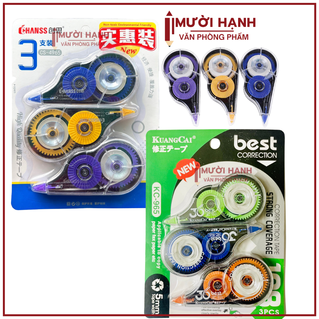 . Xóa Kéo Vĩ 3 Cây Chanss CS-4965 (24 Vĩ/Hộp) (16 Hộp/ Thùng)