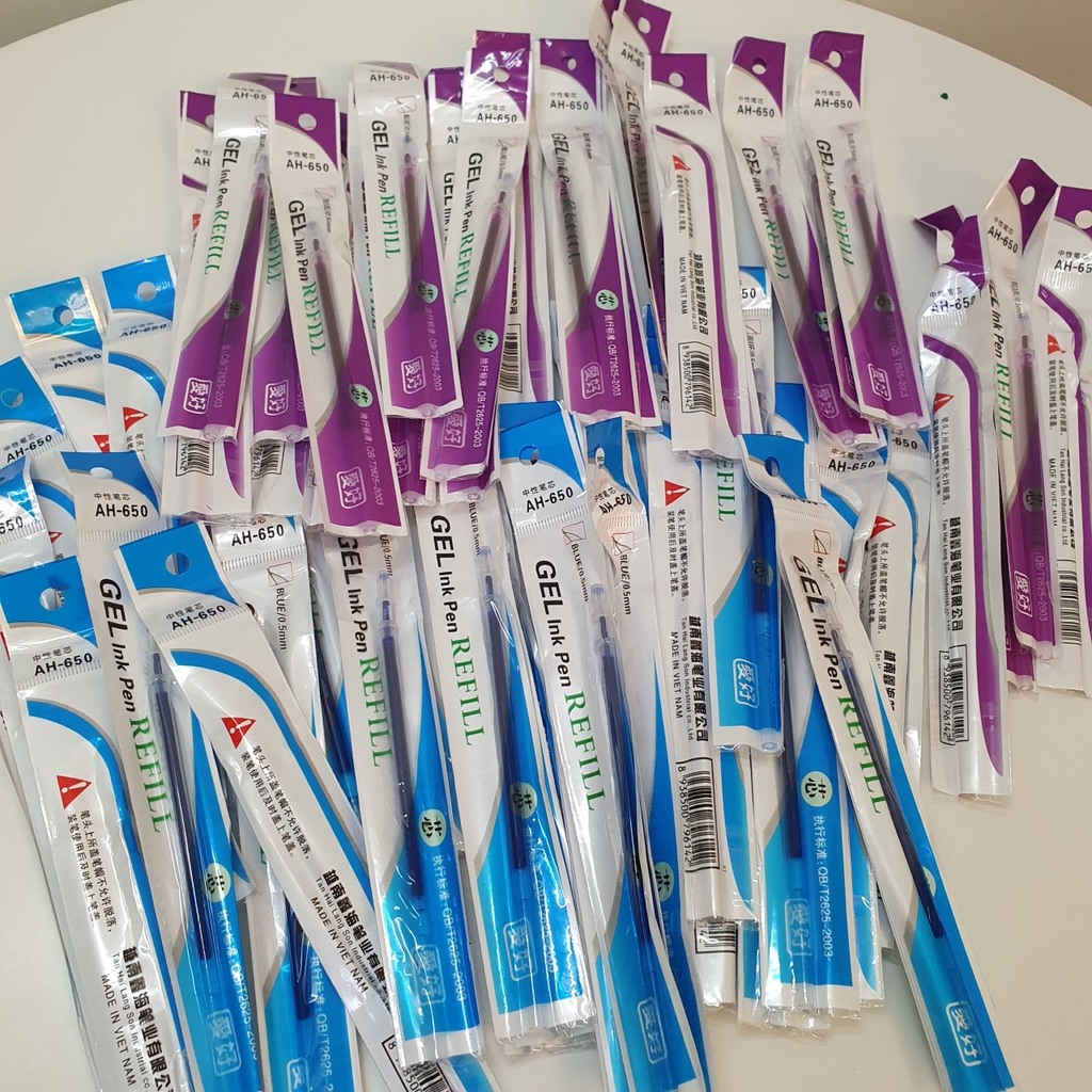 . Ruột Bút Aihao AH 650 ( 90-100 Ruột/ Bó; 96 Bó/ Thùng) (Xanh, Tím)