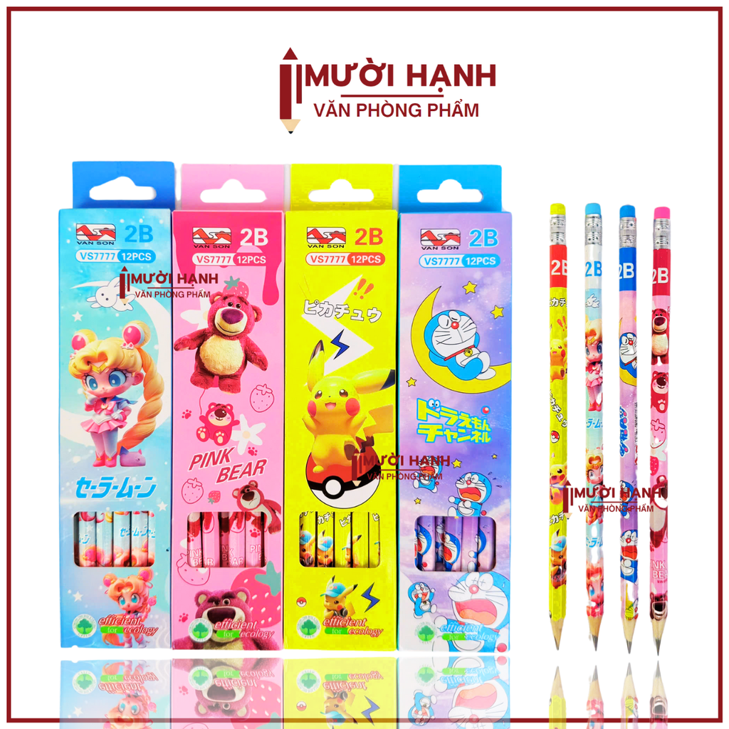 Bút chì đủ mẫu dễ thương VS 7777; 668 (12 Cây/Hộp; 12 Hộp/Lốc; 20 Lốc/ Thùng)