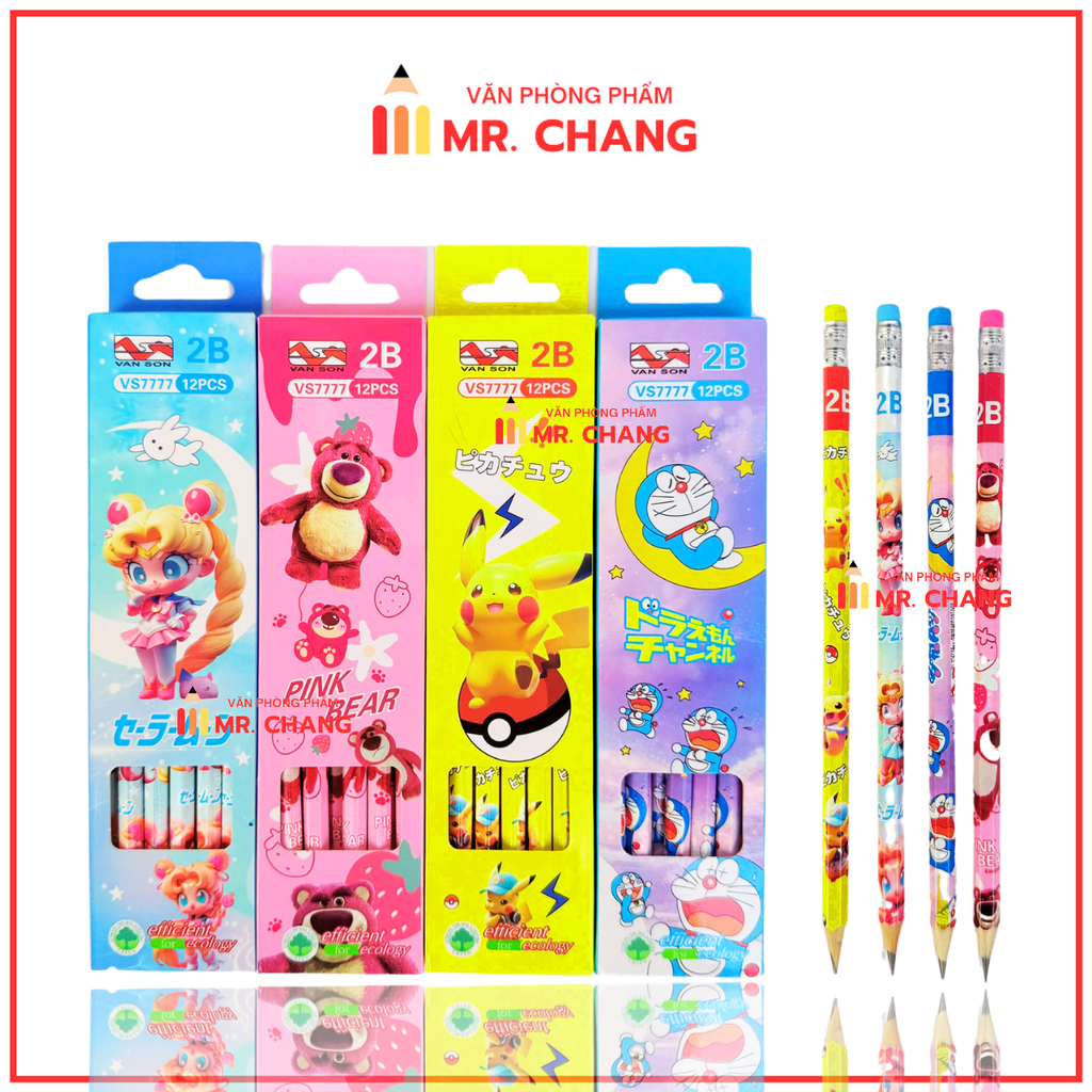Bút chì đủ mẫu dễ thương VS 7777; 668 (12 Cây/Hộp; 12 Hộp/Lốc; 20 Lốc/ Thùng)
