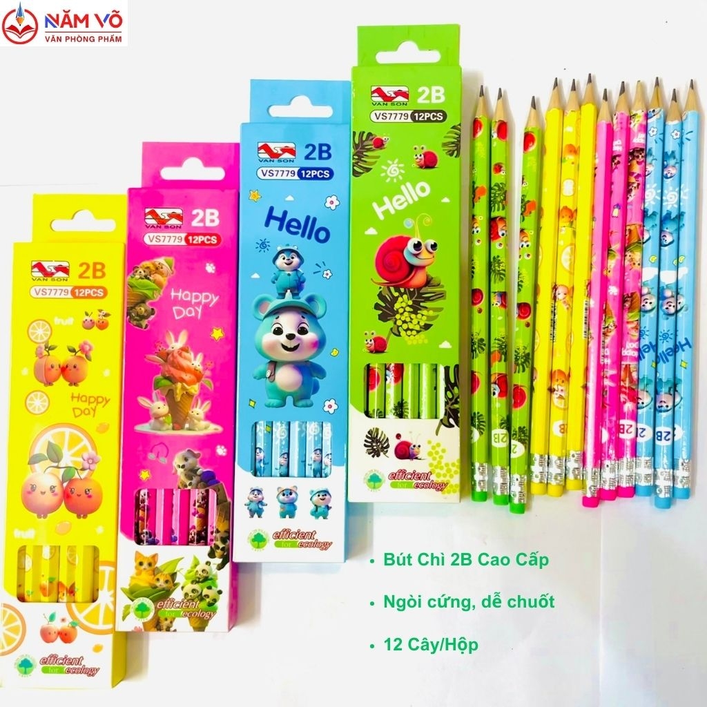 Bút chì đủ mẫu dễ thương Vân Sơn VS 7779 (12 Cây/Hộp; 12 Hộp/Lốc; 240 Hộp/Thùng)