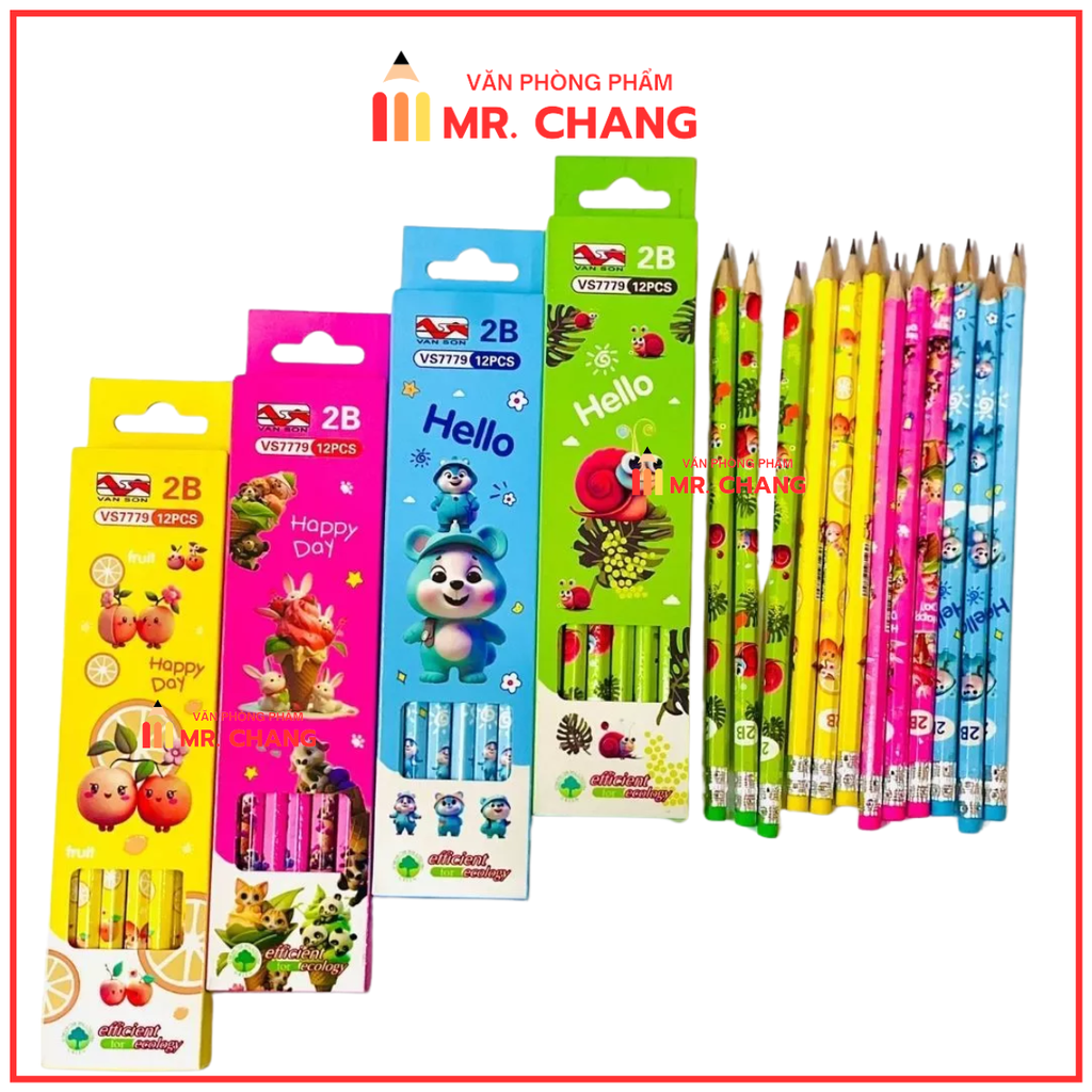 Bút chì đủ mẫu dễ thương Vân Sơn VS 7779 (12 Cây/Hộp; 12 Hộp/Lốc; 240 Hộp/Thùng)