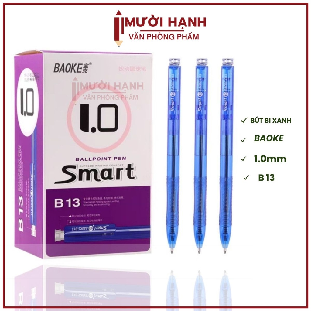 Bút Bi Xanh Baoke/ Aihao Smart B13 (48 Cây/ Hộp; 60 Hộp/ Thùng)