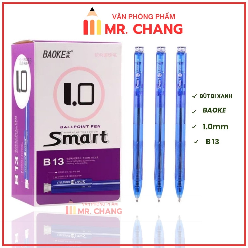 Bút Bi Xanh Baoke/ Aihao Smart B13 (48 Cây/ Hộp; 60 Hộp/ Thùng)