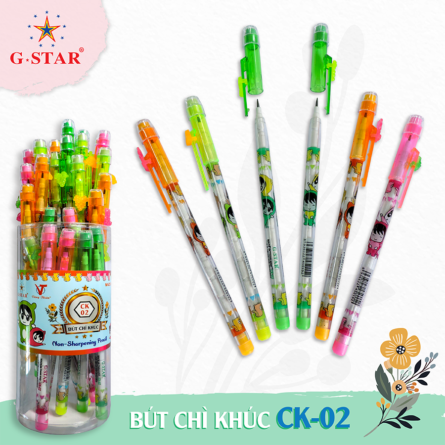 G-Star Bút Chì Khúc Neon CK02 (20 Cây/ Lon; 10 Lon/ Hộp; 80 Lon/ Thùng)