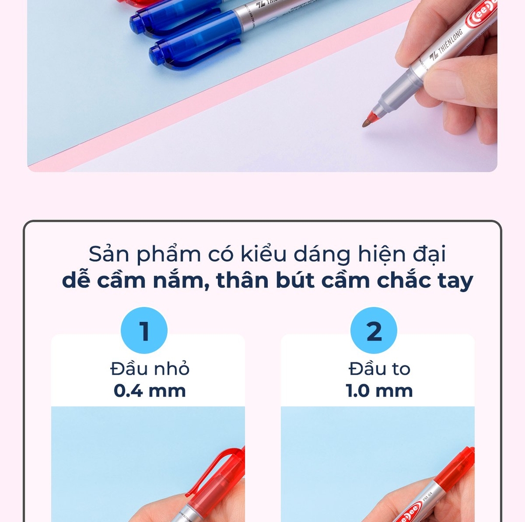 . TL - Bút Lông Dầu Nhỏ PM04 (Xanh, Đỏ, Đen) (10 Cây/Hộp)