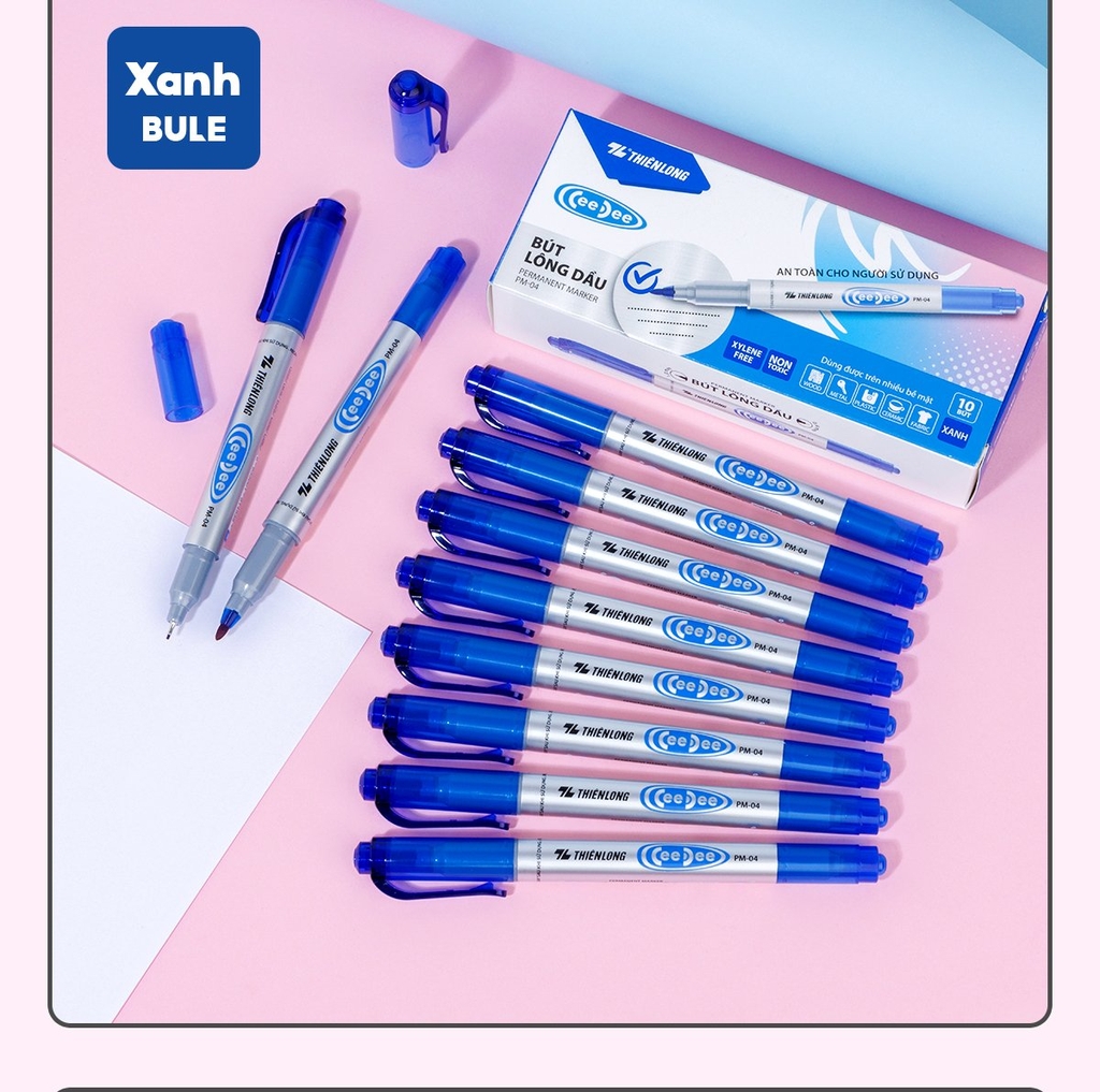 . TL - Bút Lông Dầu Nhỏ PM04 (Xanh, Đỏ, Đen) (10 Cây/Hộp)