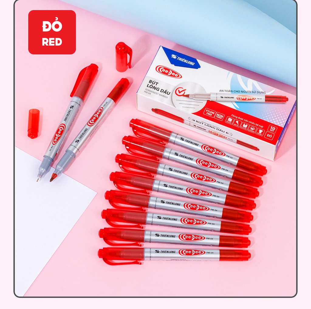 . TL - Bút Lông Dầu Nhỏ PM04 (Xanh, Đỏ, Đen) (10 Cây/Hộp)