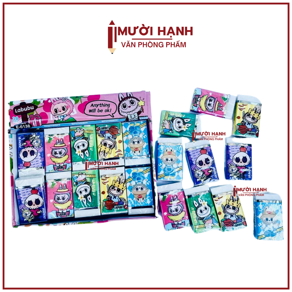 . Gôm Eraser LABUBU 6138 (30 Cục/Lốc) (20 Lốc/Thùng)