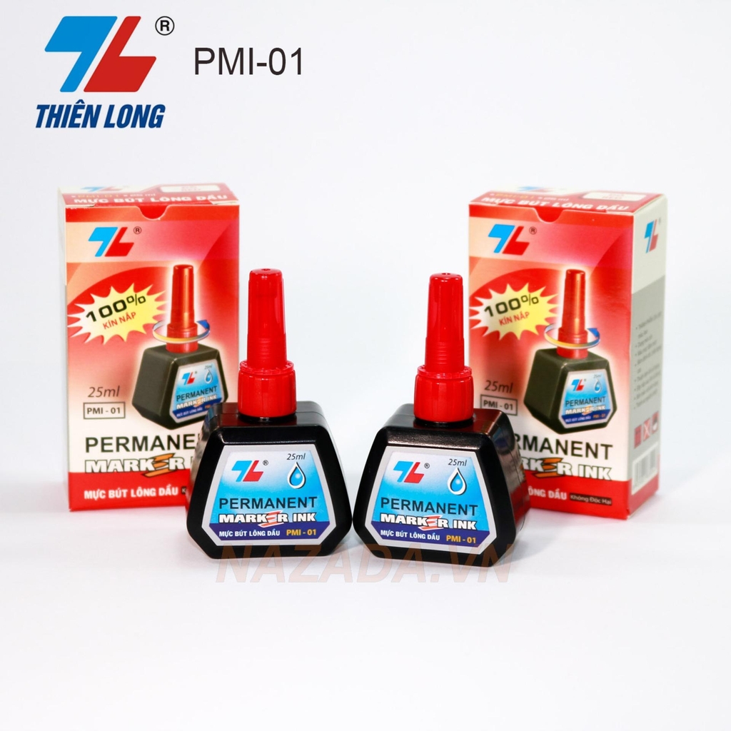 TL - Mực Bút Lông Dầu PMI-01 (Xanh, Đỏ, Đen) (6 chai/Lốc)