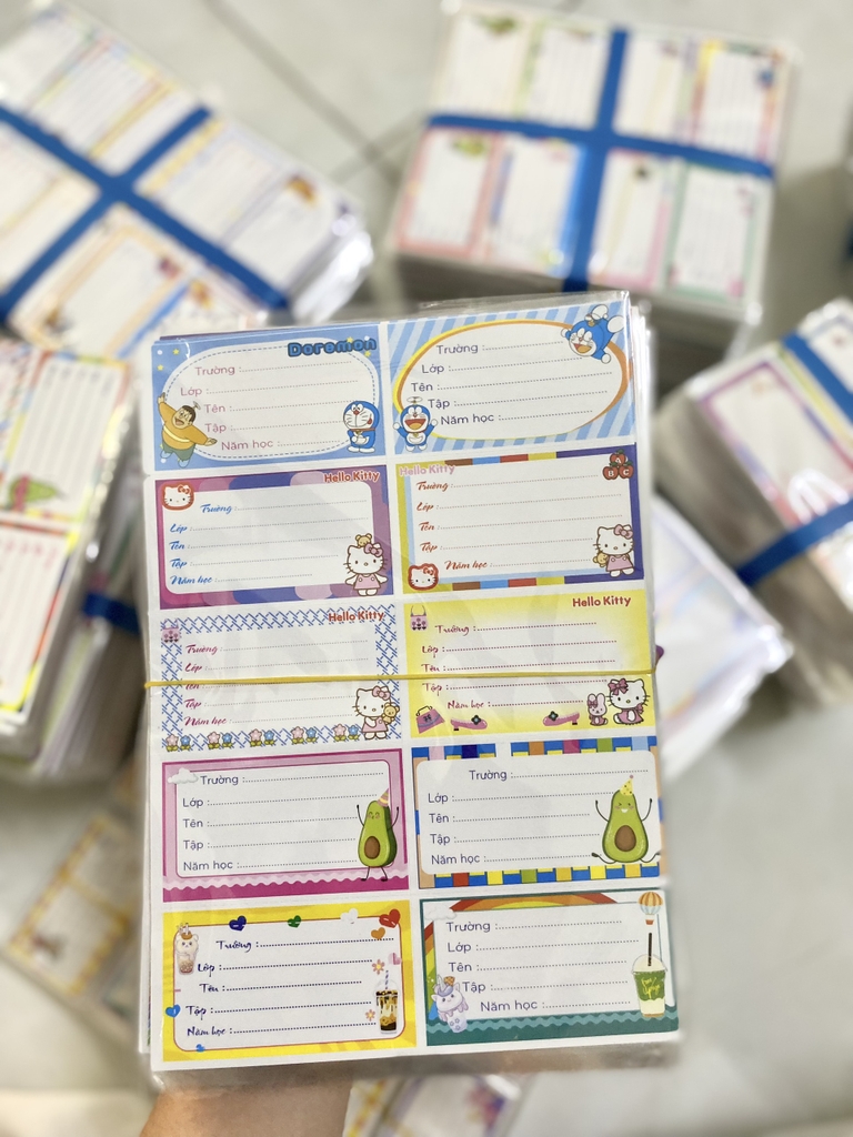 Nhãn Vở Đại 10 Nhãn Có Keo (5 Tờ/Xấp; 10 Xấp/Bó)