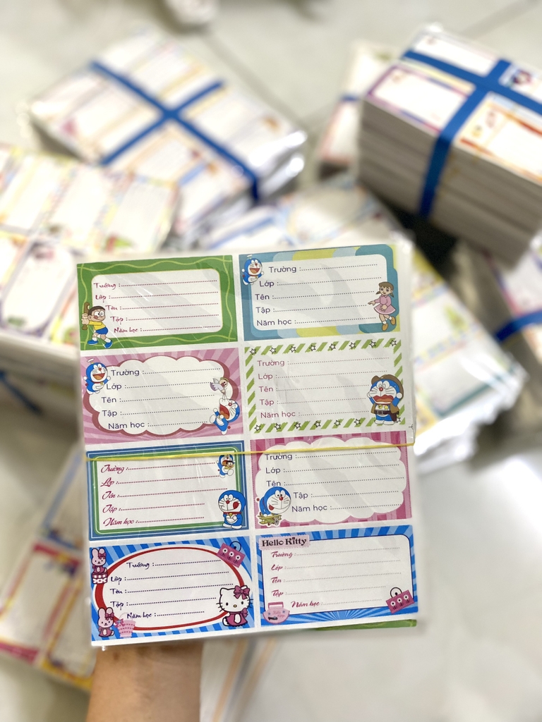 Nhãn Vở Đại 8 Nhãn Có Keo (5 Tờ/Xấp; 10 Xấp/Bó)